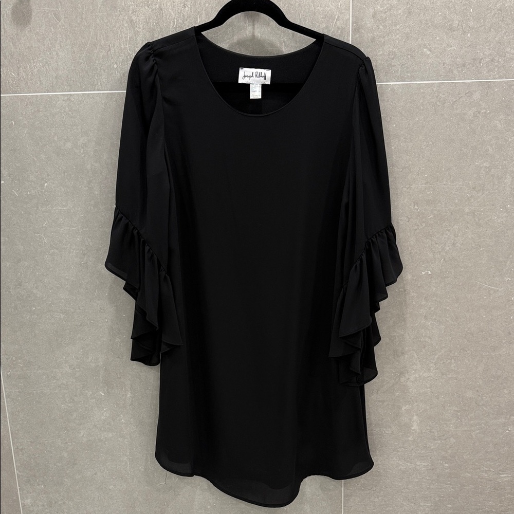 Joseph Ribkoff Black Dress with Ruffle Sleeve Detail